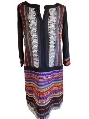 Hale Bob Womens Colorful Striped Tunic Dress S Black Multi Long Sleeve